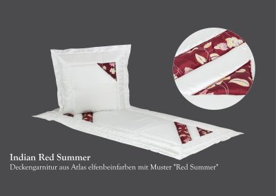 Dieses elfenbeinfarbene Bettw&auml;scheset mit roten Blumenmustern verleiht jedem Raum einen Hauch von Eleganz und Ruhe. Mit einem kuscheligen Kissen und einer Decke auf grauem Hintergrund ist es eine wohlige Wahl, die an die Ruhe erinnert, die man in Zeiten wie diesen sucht.